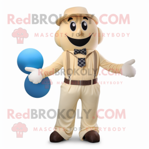 Cream Juggle mascot costume character dressed with a Cargo Pants and Tie pins