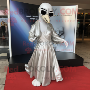 Sølv Swan maskot kostume...