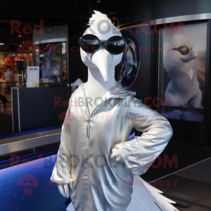 Silver Swan maskot kostym...
