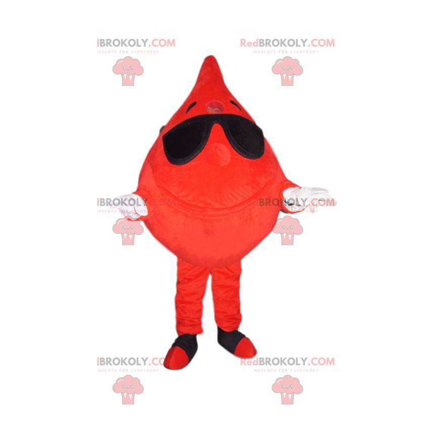 Vrolijke bloeddruppelmascotte met zonnebril - Redbrokoly.com