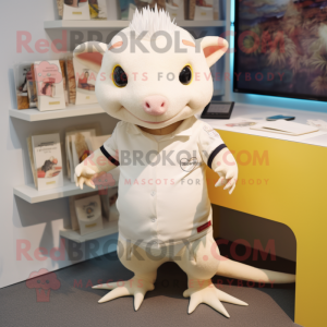 Cream Axolotls maskot...