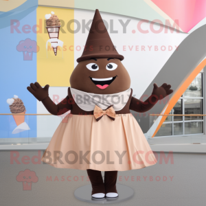 Brown Ice Cream Cone maskot...