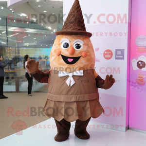 Brown Ice Cream Cone maskot...