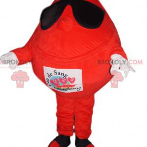 Vrolijke bloeddruppelmascotte met zonnebril - Redbrokoly.com