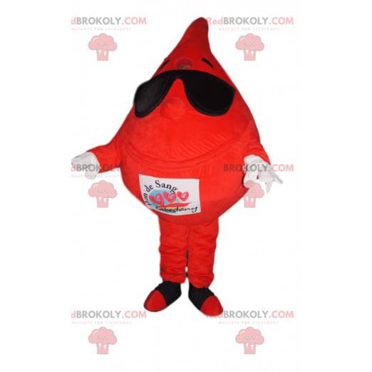 Vrolijke bloeddruppelmascotte met zonnebril - Redbrokoly.com