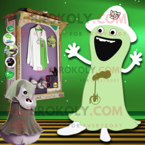 Olive Ghost mascot costume character dressed with a Bikini and Hat pins