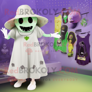 Olive Ghost mascot costume character dressed with a Bikini and Hat pins