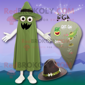 Olive Ghost mascot costume character dressed with a Bikini and Hat pins