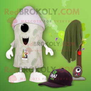 Olive Ghost mascot costume character dressed with a Bikini and Hat pins