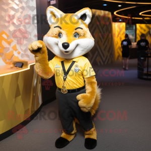 Gold Fox maskot drakt figur...