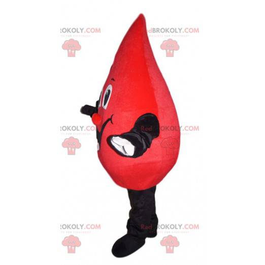 Red drop maskot med et stort smil - Redbrokoly.com