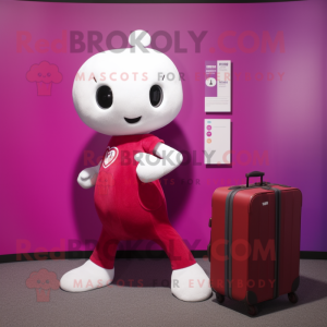 Magenta Ermine mascot costume character dressed with a Bootcut Jeans and Briefcases