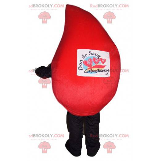 Red drop maskot med et stort smil - Redbrokoly.com