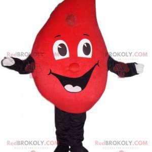 Mascotte de goutte rouge avec un grand sourire - Redbrokoly.com