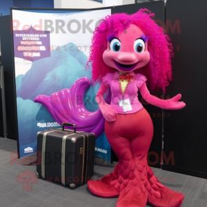 Magenta zeemeermin mascotte...