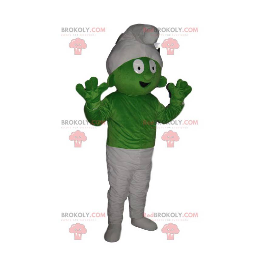 Zeer komische groene schtroumph-mascotte - Redbrokoly.com