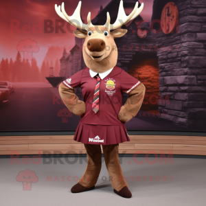 Maroon Elk maskot kostume...