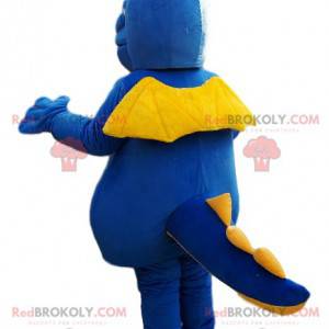 Mascotte drago blu e giallo con un grande muso - Redbrokoly.com