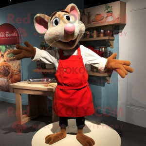 Red Ratatouille mascot costume character dressed with a Henley Tee and Belts