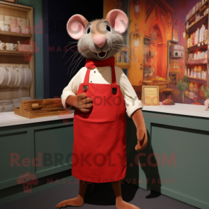 Red Ratatouille mascot costume character dressed with a Henley Tee and Belts