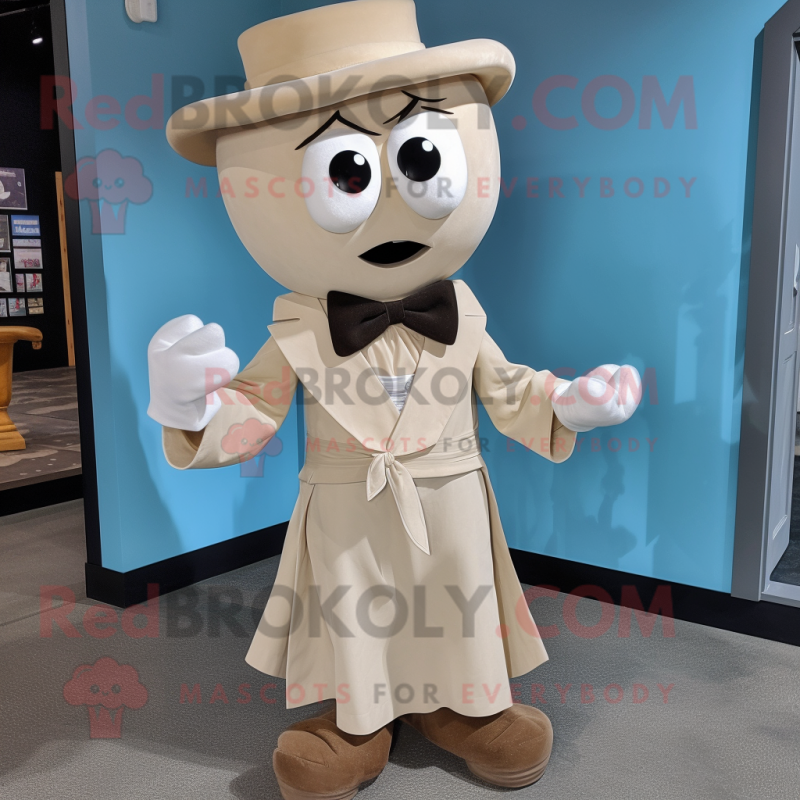 Tan Ghost mascot costume character dressed with a Dress Shirt and Bow ties