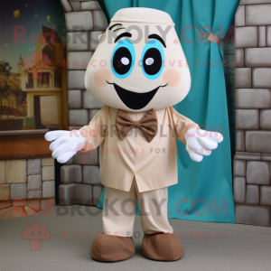 Tan Ghost mascot costume character dressed with a Dress Shirt and Bow ties
