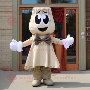 Tan Ghost mascot costume character dressed with a Dress Shirt and Bow ties