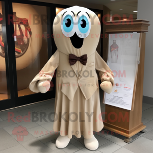 Tan Ghost mascot costume character dressed with a Dress Shirt and Bow ties