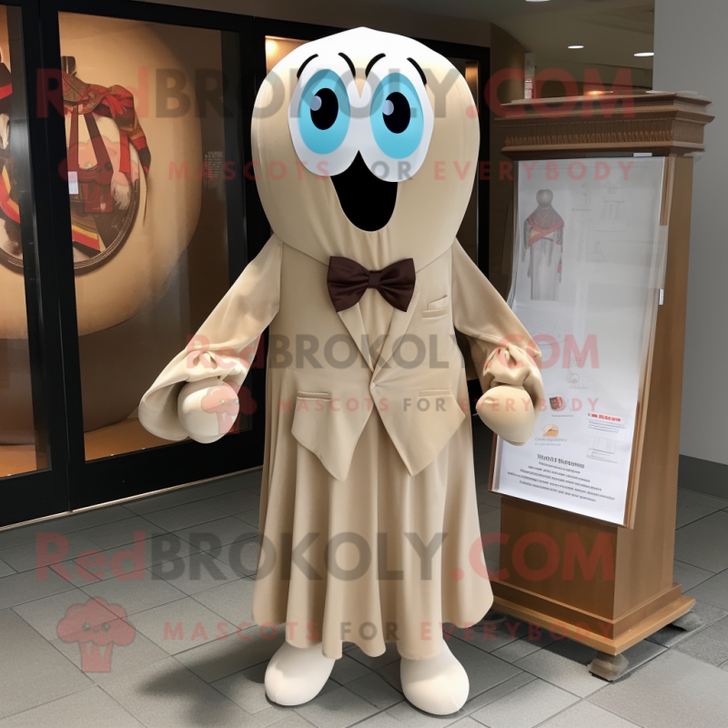 Tan Ghost mascot costume character dressed with a Dress Shirt and Bow ties Tan Ghost mascot costume character dressed with a Dress Shirt and Bow ties
