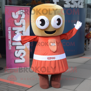 Rust Miso Soup mascot costume character dressed with a Midi Dress and Foot pads