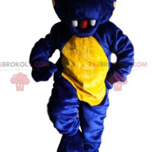 Mascotte de dinosaure bleu nuit et jaune - Redbrokoly.com