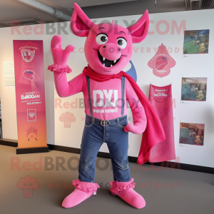Pink Devil maskot kostume...