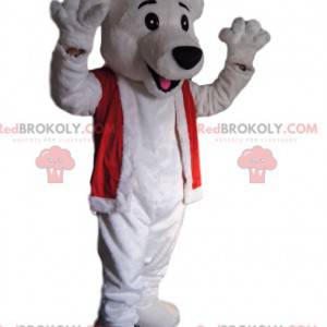 Mascotte d'ours blanc avec un bonnet de Noël - Redbrokoly.com