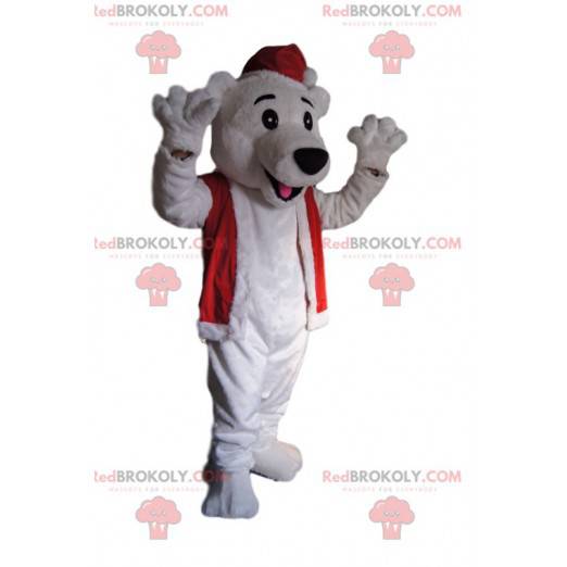 Mascote do urso polar com chapéu de Natal - Redbrokoly.com