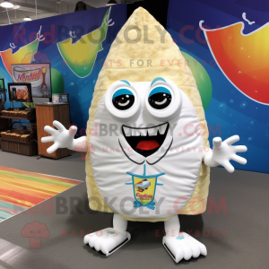 White Tacos mascot costume character dressed with a Bikini and Foot pads