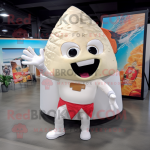 White Tacos mascot costume character dressed with a Bikini and Foot pads