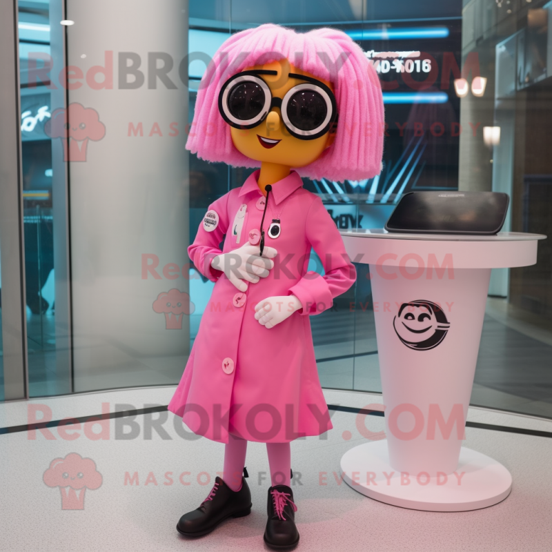 Pink Doctor mascot costume character dressed with a Mini Dress and Sunglasses