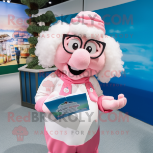 Kremrosa maskot drakt figur...