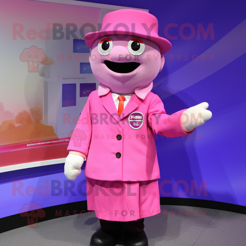 nan Pink mascot costume character dressed with a Suit Jacket and Caps nan Pink mascot costume character dressed with a Suit Jacket and Caps