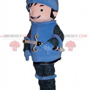 Happy knight mascot in blue armor - Redbrokoly.com