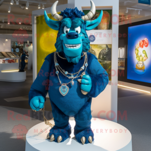 Blauwe Minotaurus mascotte...