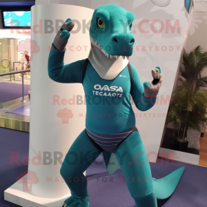 Teal Allosaurus mascotte...