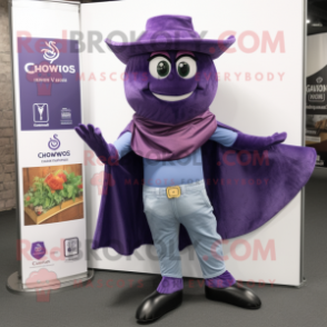 Lavender Guinness mascot costume character dressed with a Jeans and Shawls