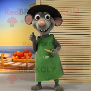 Olive Ratatouille mascot costume character dressed with a One-Piece Swimsuit and Hat pins