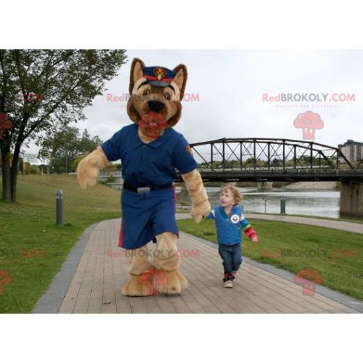 Braunes Hundemaskottchen in Polizeiuniform - Redbrokoly.com
