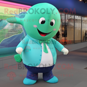 Green Blue Whale maskot...