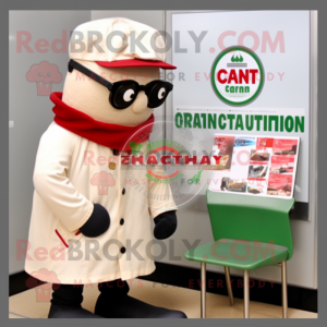 Beige Tomato mascot costume character dressed with a Parka and Reading glasses