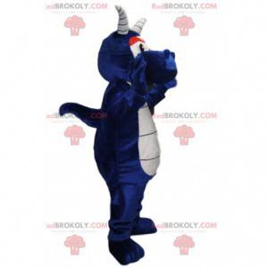 Mascotte drago blu notte con corna bianche - Redbrokoly.com