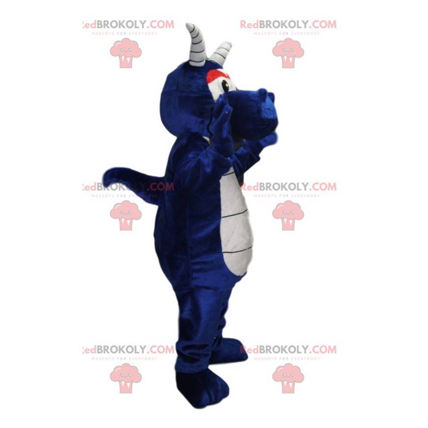 Mascotte nachtblauwe draak met witte hoorns - Redbrokoly.com Mascotte nachtblauwe draak met witte hoorns - Redbrokoly.com