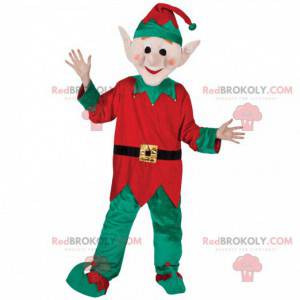 Mascotte de lutin avec son costume vert et rouge -